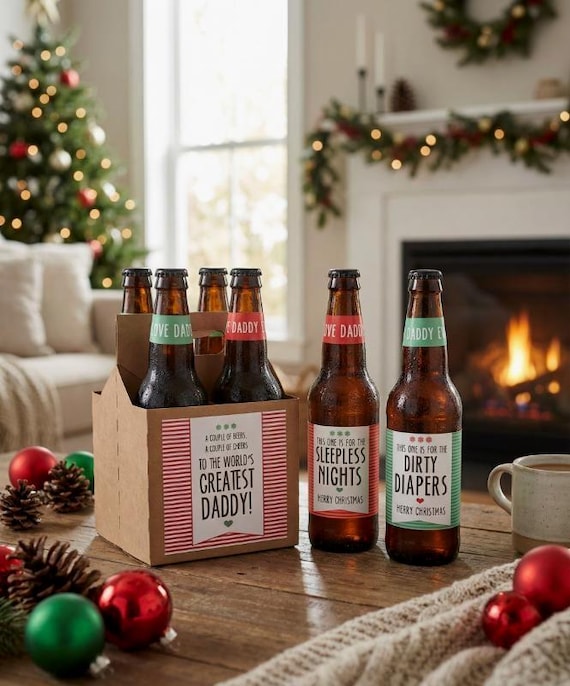 Christmas Beer Labels, Christmas Gift from Baby, Daddy to Be, New Daddy Gift for Husband, First Time Dad, Gift for Dad, Beer Lover Gift