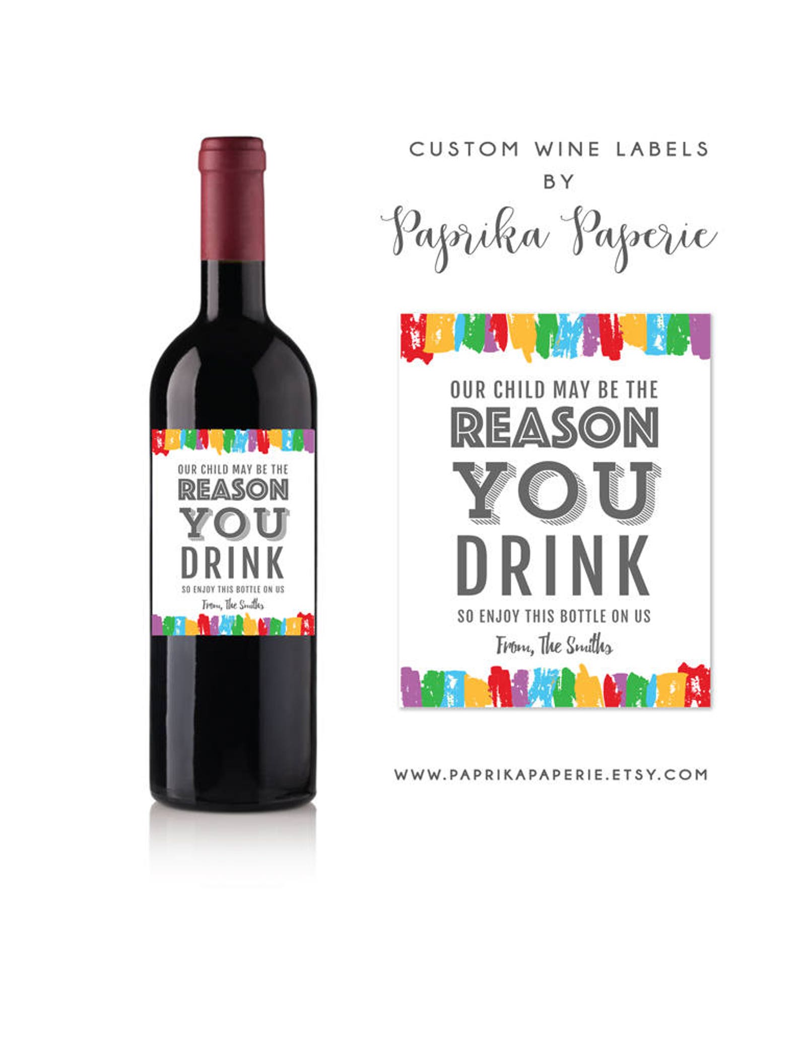 Teacher Gift Wine Label Our Child May Be the Reason You Drink Etsy