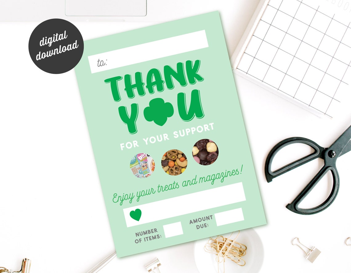 Girl Scout Treats Reads Fall Program Thank You Tags Delivery - Etsy