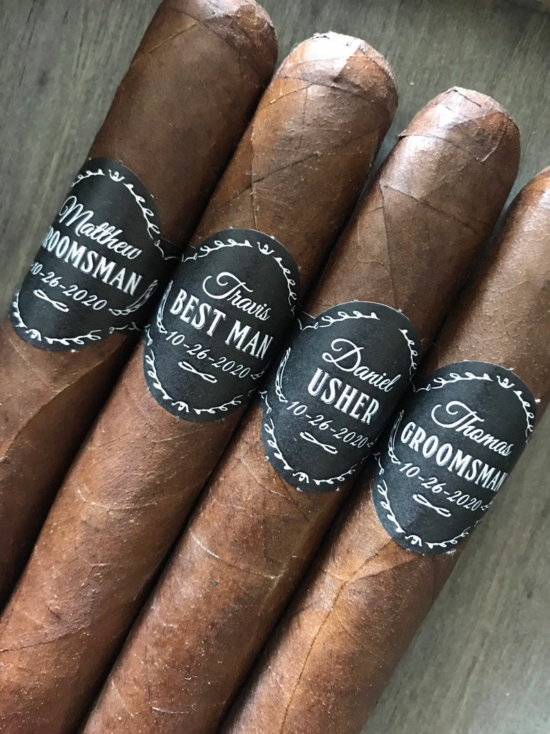 Wedding Cigar Bands for Groomsmen Best Man Proposal Set of 16 Cigar Labels for Wedding Day Cigar Proposal Personalized Groomsmen Gift image 4