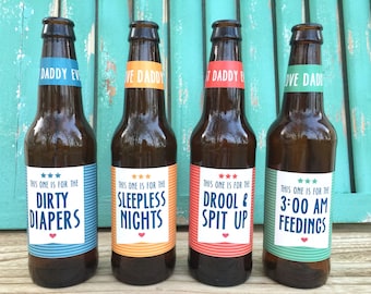 First Time Dad Beer Labels Fathers Day Gift for Daddy to Be New Dad Baby Shower Gift Daddy Milestone Beer Pregnancy Announcement for Husband