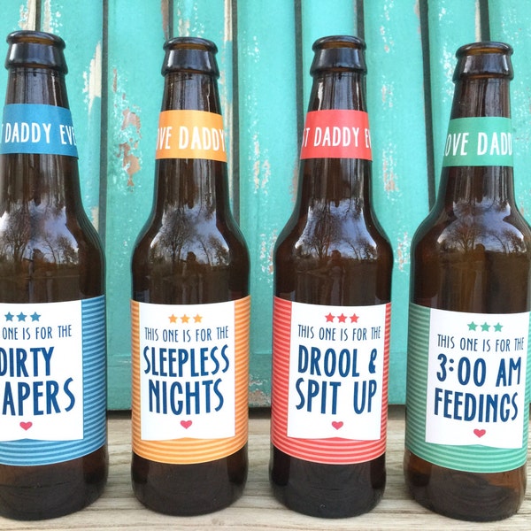 First Time Dad Beer Labels Fathers Day Gift for Daddy to Be New Dad Baby Shower Gift Daddy Milestone Beer Pregnancy Announcement for Husband