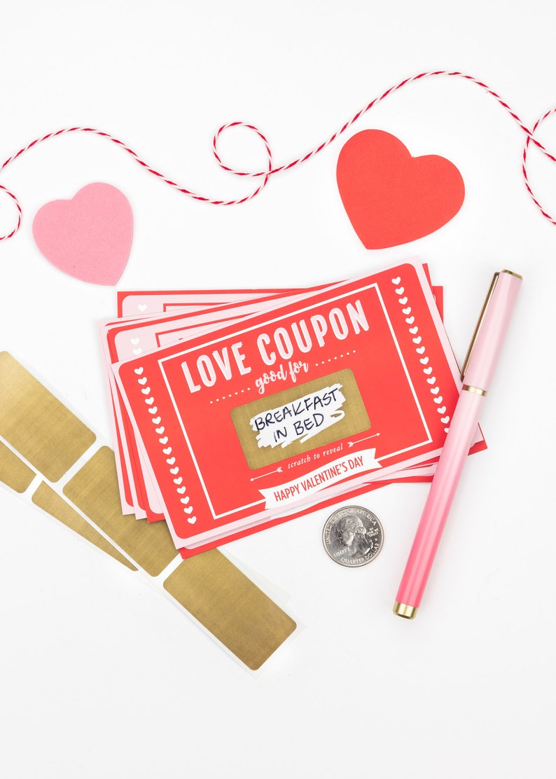 Cupones de amor para raspar Cupón para raspar Regalo de San Valentín para ella Tarjeta de San Valentín Regalo de San Valentín para él Tarjetas de San Valentín imagen 1