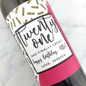 21st Birthday Gift Wine Labels, 21 Birthday Gift for Her, Milestone ...