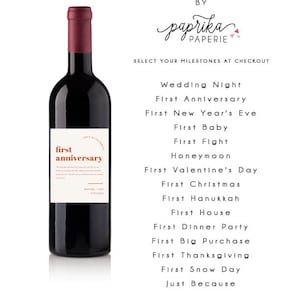 Wedding Milestone Wine Labels, Personalized Wine Bottle Stickers, Newlywed Wedding Wine Gift, Anniversary Engagement Bridal Shower Gift imagem 5
