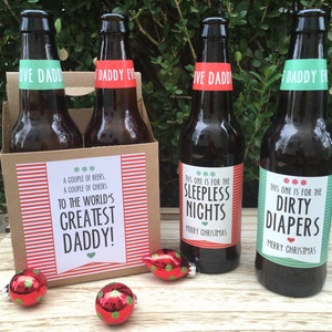 Christmas Beer Labels Christmas Gift from Baby Daddy to Be New Daddy Gift for Husband First Time Dad Gift for Dad Beer Lover Gift image 2