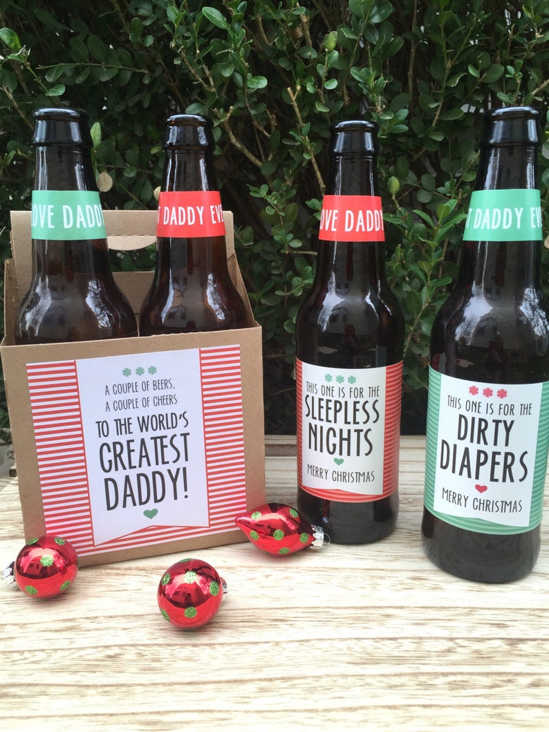 Christmas Beer Labels Christmas Gift from Baby Daddy to Be New Daddy Gift for Husband First Time Dad Gift for Dad Beer Lover Gift image 2
