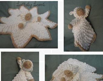 CROCHET PATTERN: Lullaby Lamb Lovey, baby blanket lovey, sheep blankie, crochet your own baby gift with this adorable lamb cuddler