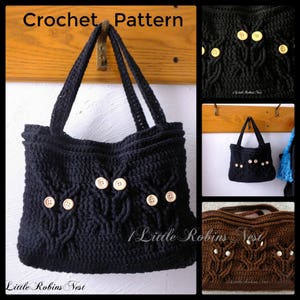 CROCHET PATTERN: Everywhere Owls tote /purse, Cabled Owl bag, crochet cable tote, Crochet Pattern, Make your own Owl purse