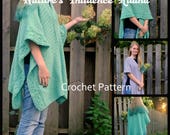 Crochet Pattern Nature 39 s Influence Ruana cables, blanket poncho, textured fall wrap , one size, adjustable, CROCHET PATTERN cozy outerwear