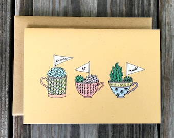 Succulent Thank You Card Set, Handmade Thank You Cards, Thank You Card Set