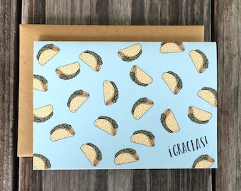 Taco Thank You Card Set, Gracias Thank You Note Cards, Taco Note Cards Set