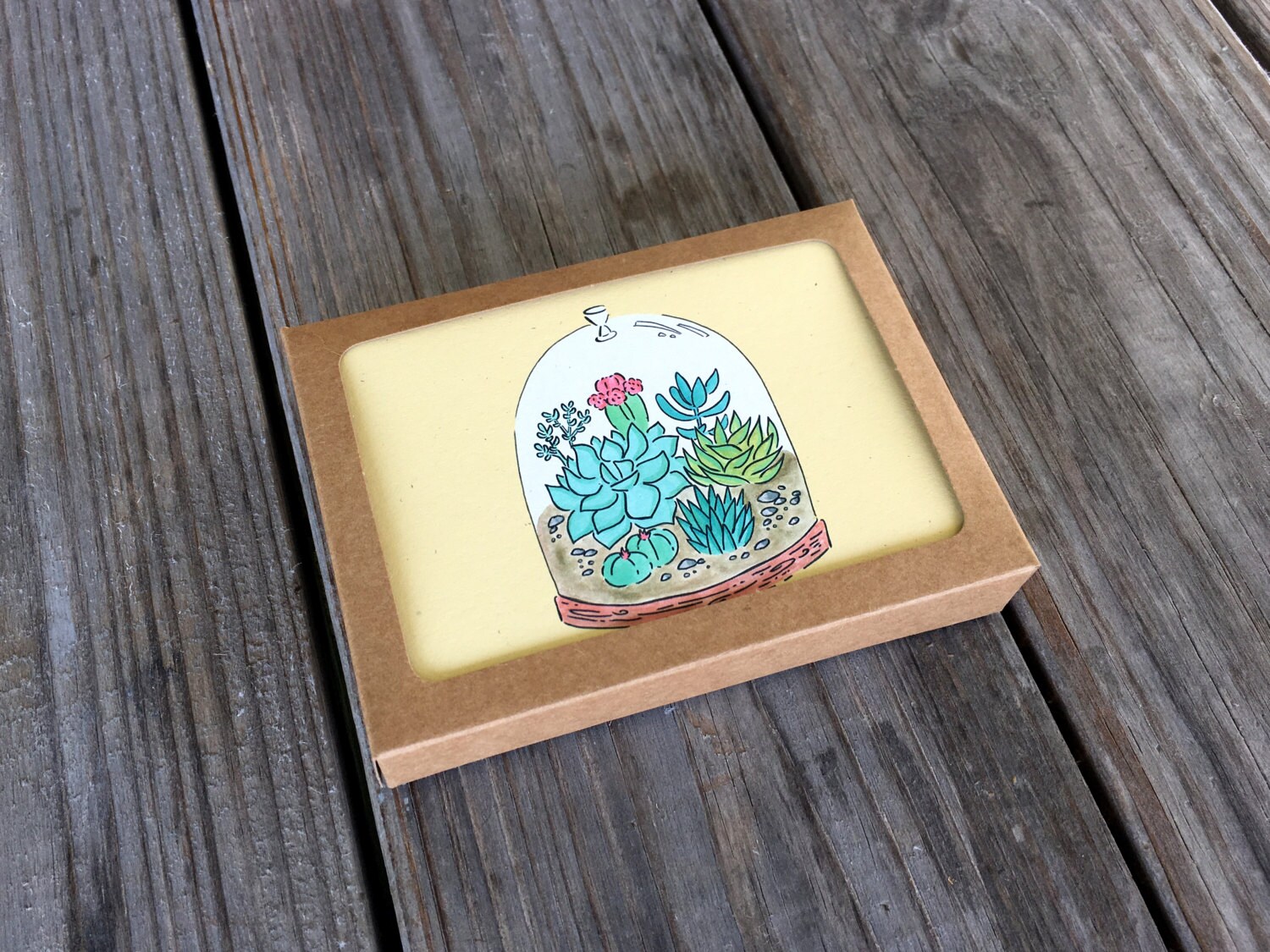 Terrarium Note Card Set Watercolor Plants Cards Crazy Plant Etsy