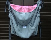 Baby Wearing Cozy, Baby Carrier Jacket, POLARTEC Fleece, Grey, Navy Blue, Coat, Babywearing, Hood, Chevron, Pink, Lt. Blue or Purple Lining