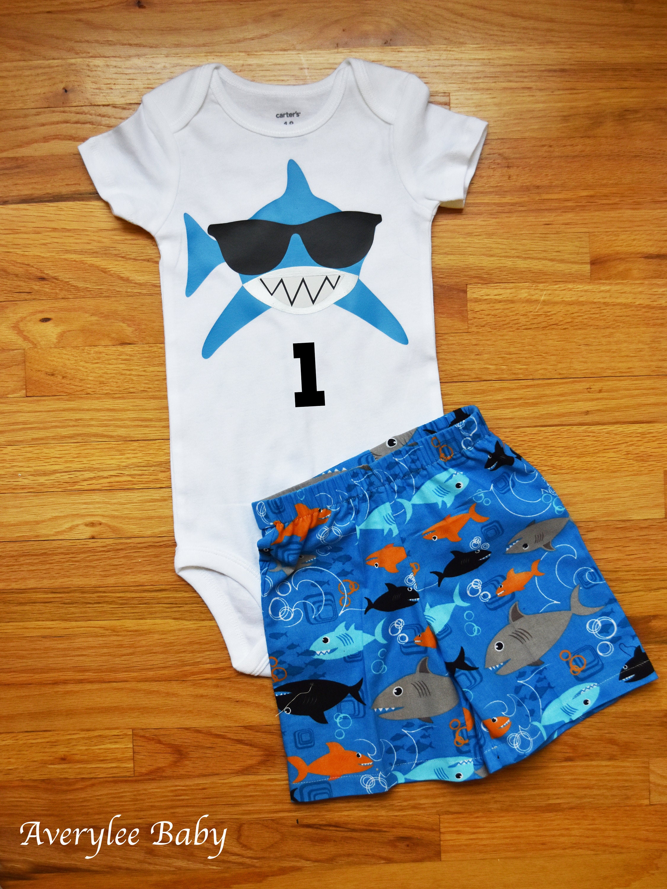 Shark Birthday Outfit Baby Boy Shark Bodysuit Baby Boys Etsy