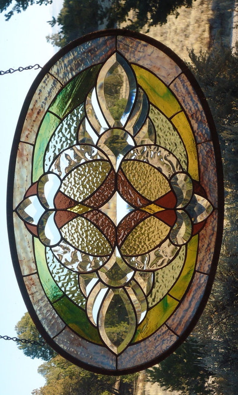 Stained glass window panel BEVELS BEVELS BEVELS Etsy