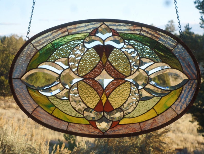 Stained glass window panel BEVELS BEVELS BEVELS Etsy