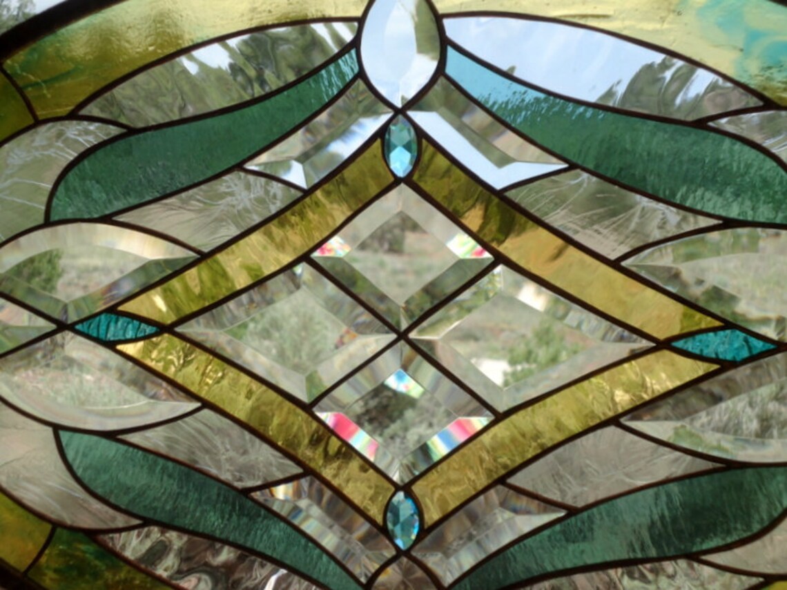 Stained glass window panel BEVELS BEVELS BEVELS custom Etsy