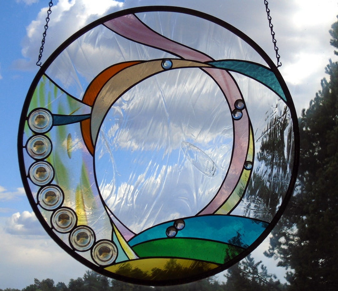 Stained Glass Window Panel SEVEN Moonsantique Cast Etsy