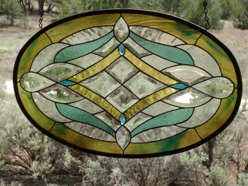 Stained glass window panel BEVELS BEVELS BEVELS custom Etsy