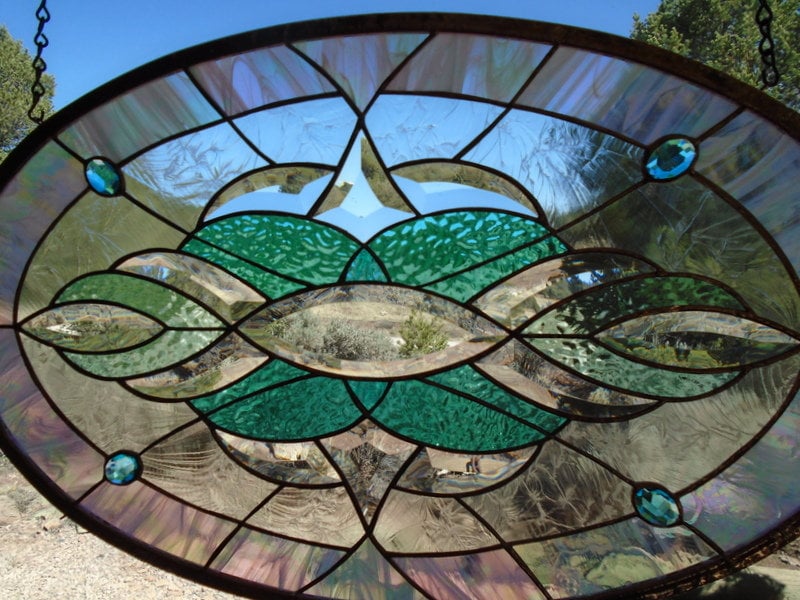 Oval and semicircular stained glass patterns