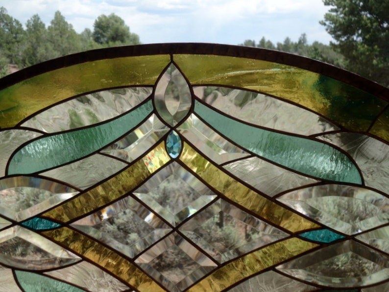 Stained glass window panel BEVELS BEVELS BEVELS custom Etsy