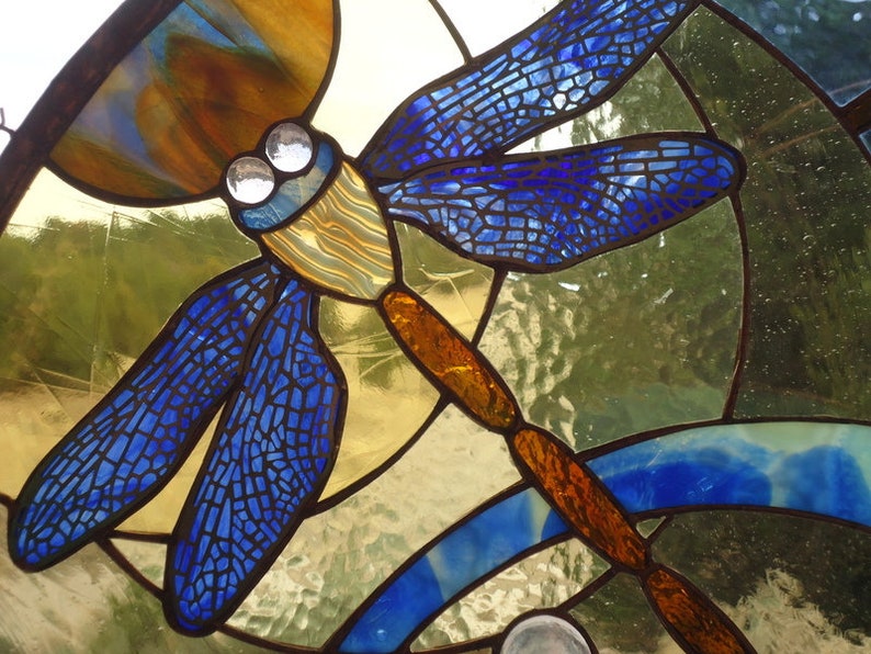 Stained Glass Window Hanging the Dragonfly Etsy