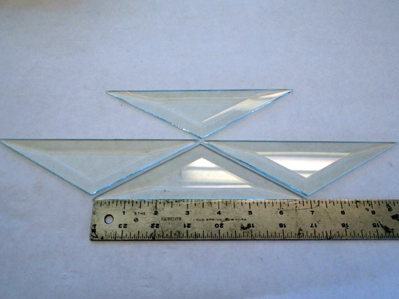 Stained Glass Supplies, 22 PACK 4 X 4 X 7 TRIANGLES, Clear Bevels 