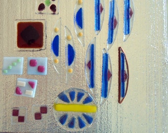 17 FUSED GLASS PIECES for stained glass projects, for jewelry boxes, all sizes and shapes