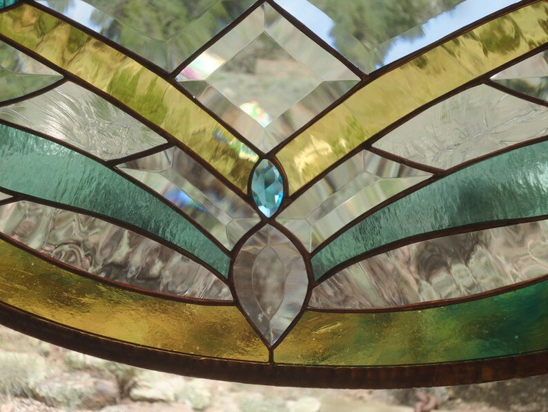 Stained glass window panel BEVELS BEVELS BEVELS custom Etsy