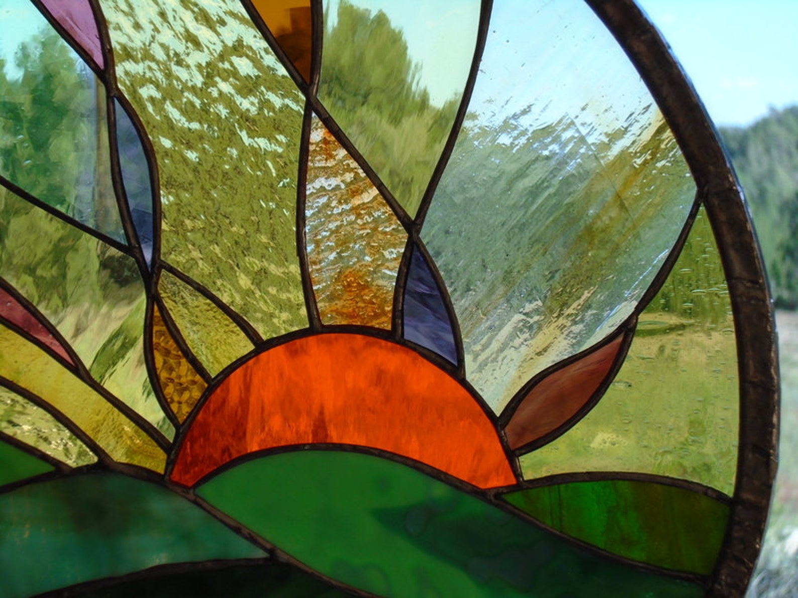 Stained glass window panel FOREVER SUNSET 2 Etsy