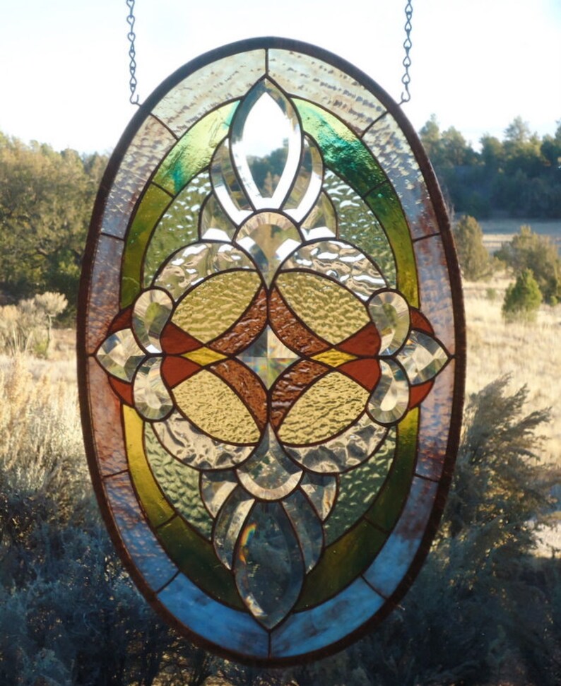 Stained glass window panel BEVELS BEVELS BEVELS Etsy