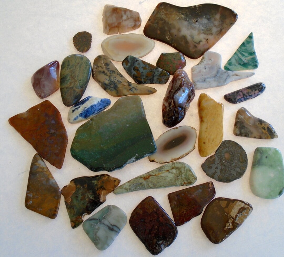 MIXED Flat POLISHED STONES Stained Glass Supplies 31 Pieces Etsy