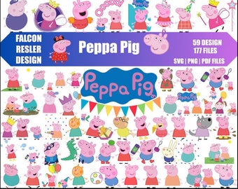 Peppa Pig Characters Cartoon Moovie -Svg-Png-Pdf- \ Tshirt \ Shirt \ Hoodie \ Cupa \ Stickers \ Digital Prints \ Cricut \