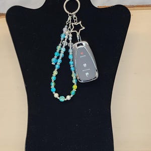 Blue-green keychain/wristlet