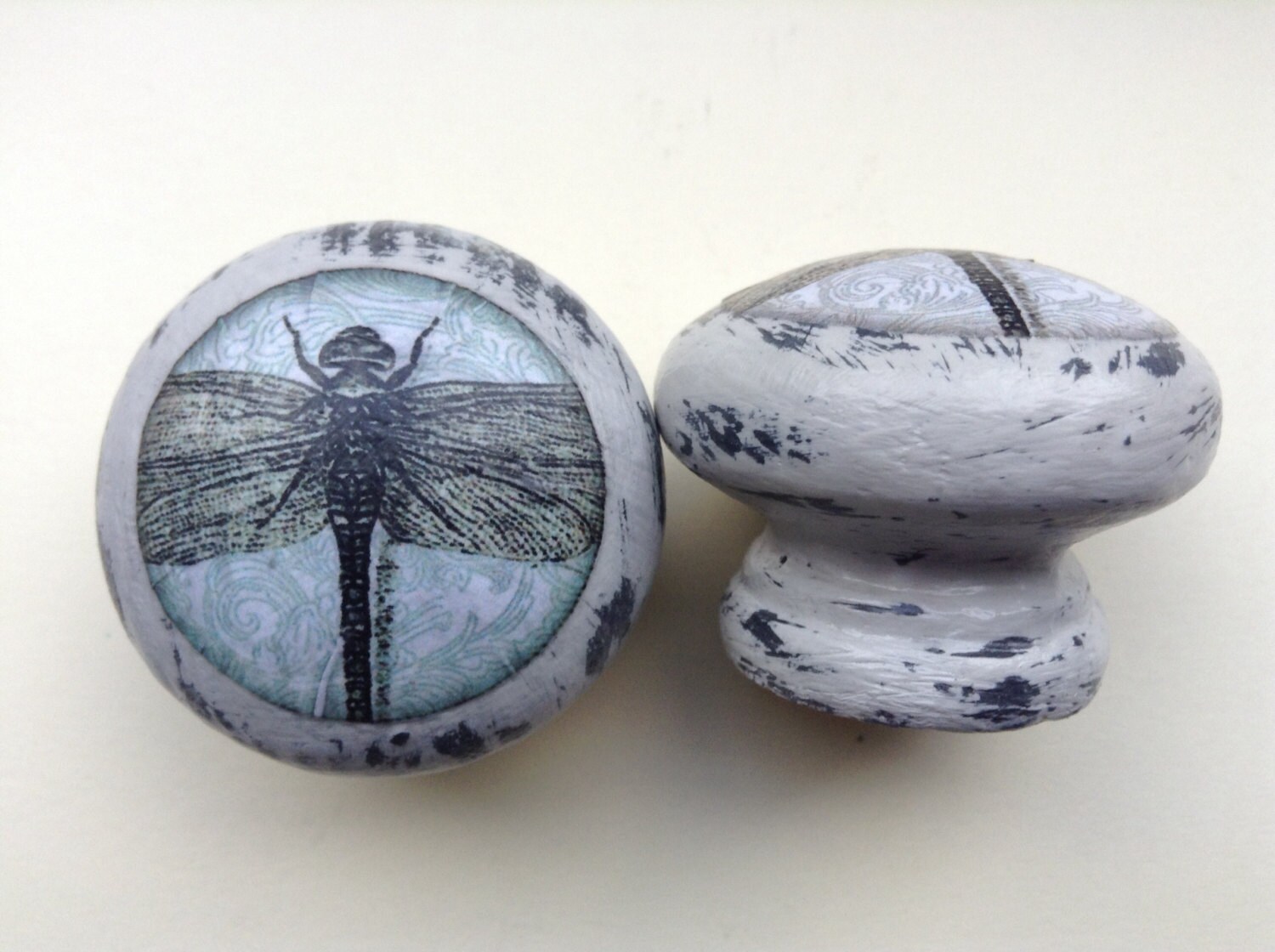 Dragonfly handles decoupaged drawer handles drawer pulls Etsy