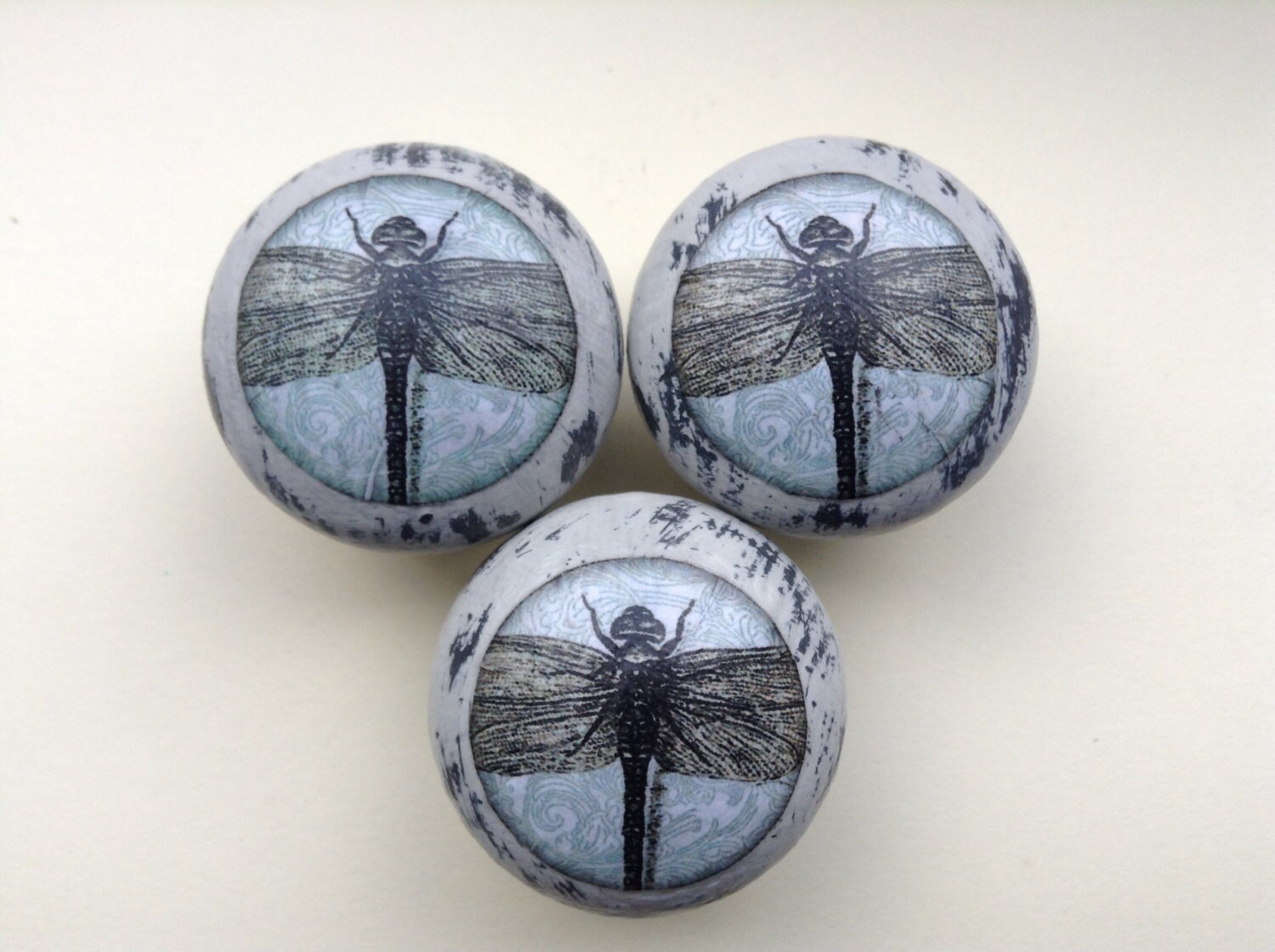 Dragonfly handles decoupaged drawer handles drawer pulls Etsy