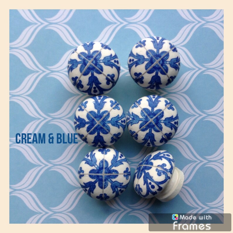 Rustic handles tile effect drawer pulls decoupaged Etsy