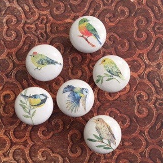 Bird Handles Decoupaged Replacement Drawer Handles Drawer Etsy