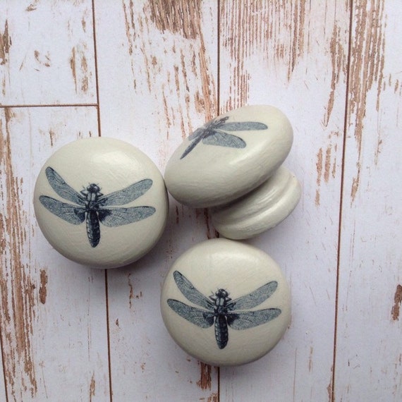 Dragonfly Handles Decoupaged Drawer Handles Drawer Pulls Etsy
