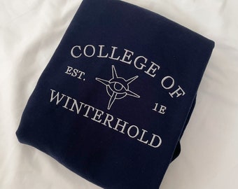 College of Winterhold Skyrim inspired embroidered university sweatshirt jumper unisex men’s crewneck merch. gamer gift ideas 2023