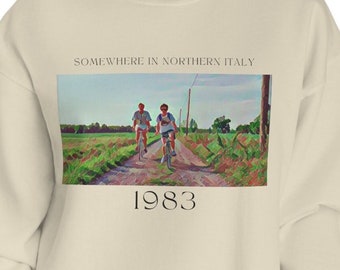 somewhere in northern italy 1983 call me by your name elio + oliver painting sweatshirt