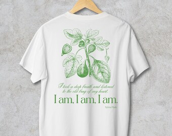 The Bell Jar Sylvia Plath Quote Heavy Garment-Dyed Tee. Fig Tree Tshirt. Bookish Tee, Oversized Gym Shirt Pump Cover.