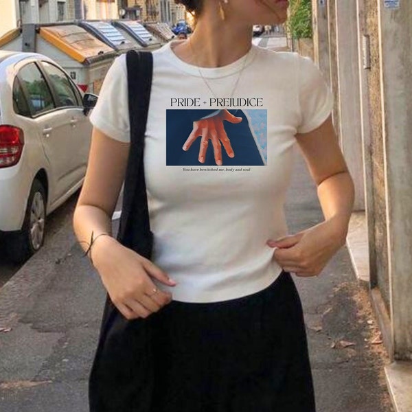 Orgueil et préjugés Hand Flex Scene Y2K années 90 rétréci t-shirt bébé pull col rond