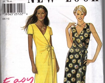 Misses  Front Wrap Dress  Sewing Pattern, Easy Simplicity New Look  6861  Size 8 10 12 14 16 18    Uncut