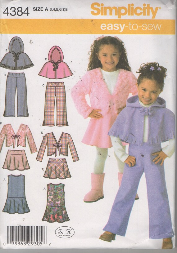 Simplicity 8428 Child/'s Poncho in Two Lengths Sizes: Small 3-8 Large NEW!
