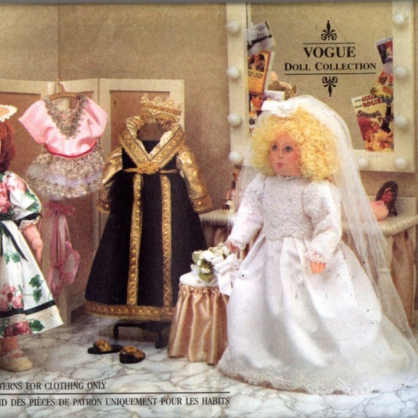 18"  Doll Clothes Sewing Pattern Bridal Gown, Bodysuit Tutu, Slippers  Vogue 8557 Uncut