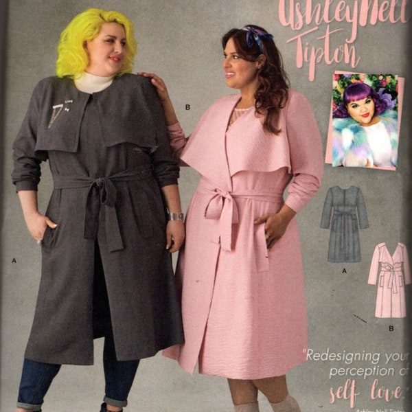 Womans Lined Coat w/ Various Yokes Sewing Pattern Simplicity 8472 Size 26W 28W 30W 32W 34W Uncut