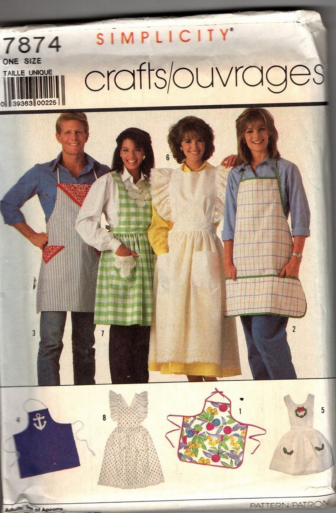 Adult Full Bib Apron Sewing Pattern Misses, Men Simplicity 7874 Uncut ...