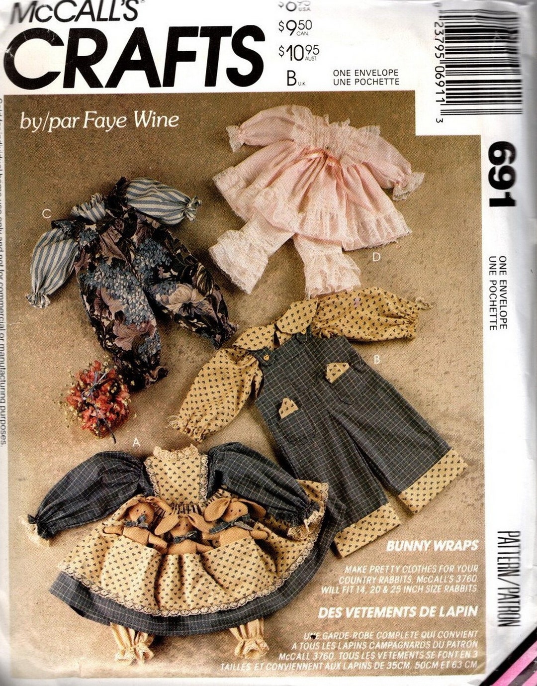 14, 20, 25 Stuffed Bunny Rabbit Clothes Sewing Pattern Mccalls 691 ...